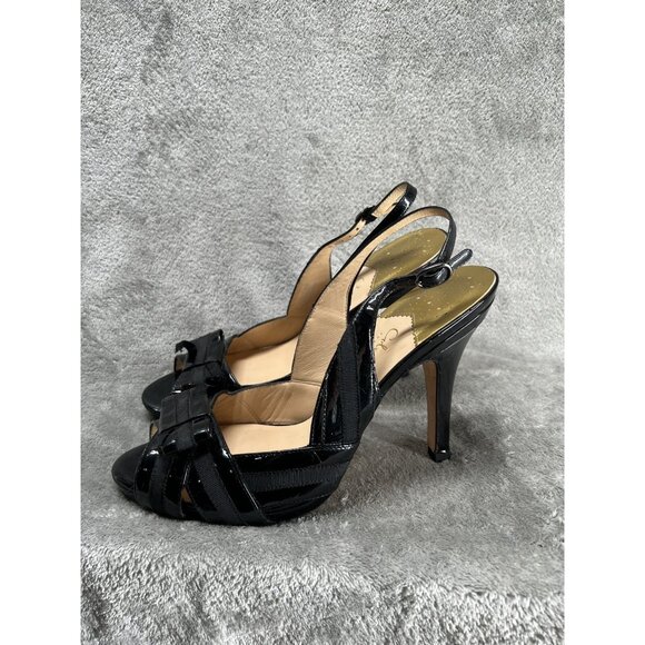 Cole Haan NikeAir Black LEATHER Slingback 4.5" Heels Woman’s US 9.5 Open Toe - Picture 1 of 13